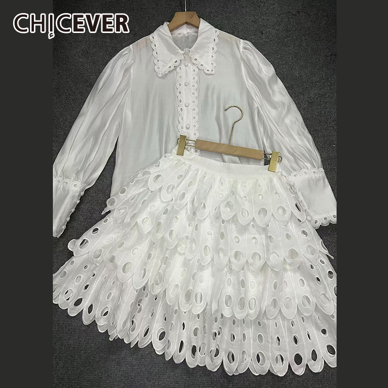 Winter Clothing Line - CHICEVER-traje de falda unicolor con agujeros