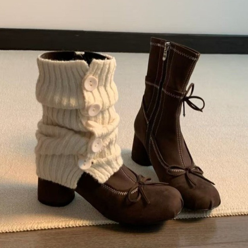 Winter Clothing For Women - Botas de tacón alto con lazo