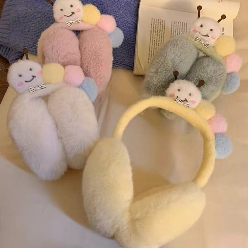 Winter Clothing Earmuffs - Orejeras de oruga de felpa divertidas